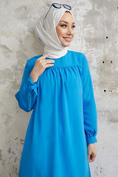 InStyle Yena Dress with Robe and Tie-up Sleeves - Blue