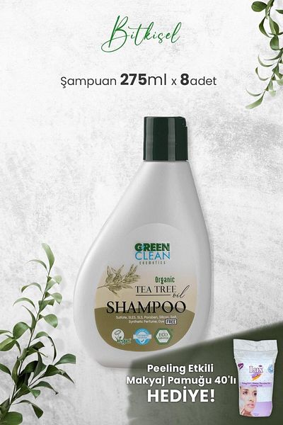 Green Clean Tea Tree Shampoo - 275 Ml X 8 Pieces and Gift