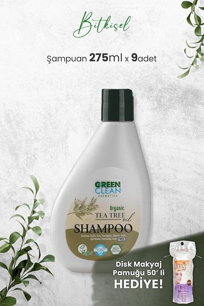 Green Clean Tea Tree Shampoo - 275 Ml X 9 Pieces and Gift