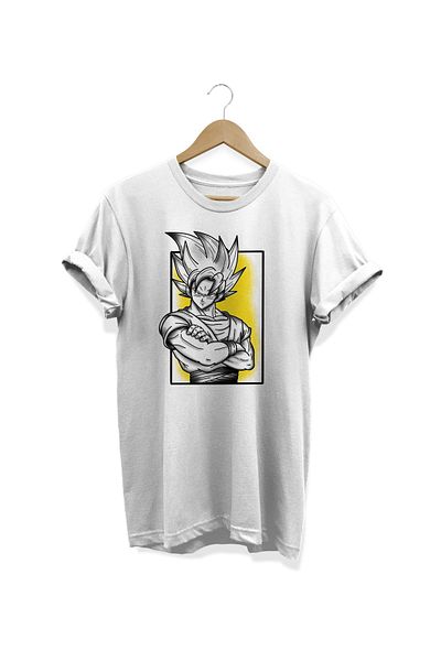 remonz Βαμβακερό μπλουζάκι με στάμπα Dragonball Super Saiyan Goku V2 Anime