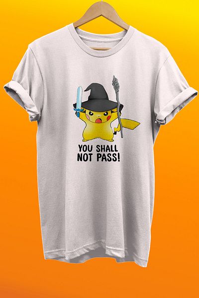 remonz Ο Άρχοντας των Δαχτυλιδιών Pikachu Gandalf με στάμπα 100% βαμβακερό μπλουζάκι Basic T-shirt κανονικού μεγέθους