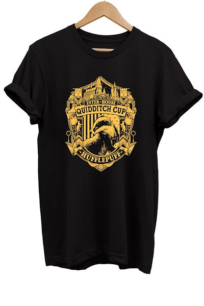 remonz Μπλουζάκι Quidditch Hufflepuff με στάμπα 100% βαμβακερό Basic T-shirt κανονικού μεγέθους