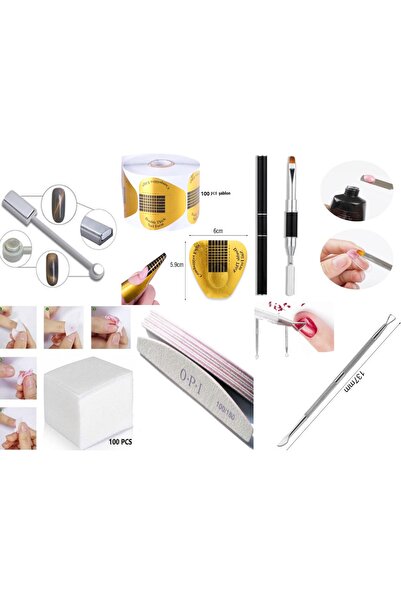 SİNKA Tırnak Kalıcı Oje Jel Şablon Törpü Tüysüz Peçete Kazıyıcı Metal Kedi Göz Mıknatıs Tips Spatula