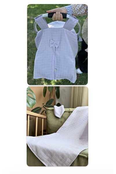 runbaby Oeko-tex Sertifikalı Pamuk Bebek 3lü Lila Müslin Seti ( Puset Örtüsü ...