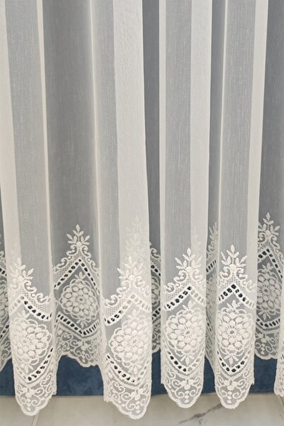 evihtiyaclarim by IOC Tulle Curtain Linen Look Floor Does Not Require Ironing New Season Skirt Embroidered 1 x 2 Sparsely Pleated Tulle Curtain