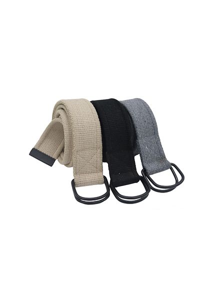 Anatolia Unisex 3-Piece Beige Cream Black Gray D Buckle Black Ring Woven Tactical Sport Canvas Cloth Denim Belt