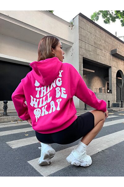 Keywest كنزة نسائية من النوع الثقيل "كل شيء سيكون على ما يرام" بتفاصيل خلفية ...