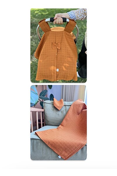 runbaby Oeko-tex Sertifikalı 3lü Tarçın Müslin Seti ((PUSET ÖRTÜSÜ 100X120 MÜ...