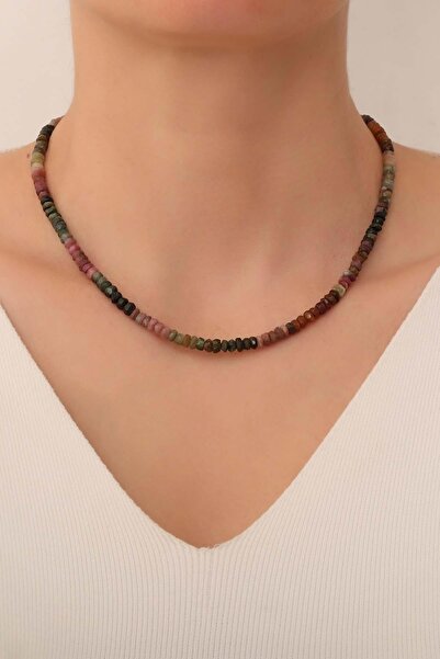 Dünya Doğal Taş Turmalin Taşı Kolye ( 925 Ayar Gümüş Aparatlı )