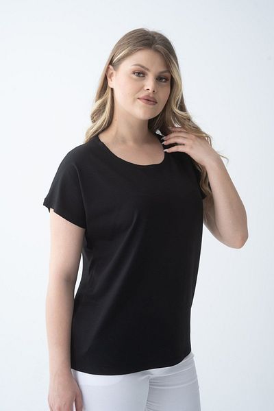 Nelly Plus Size - Pool Collar Short Sleeve Black Blouse