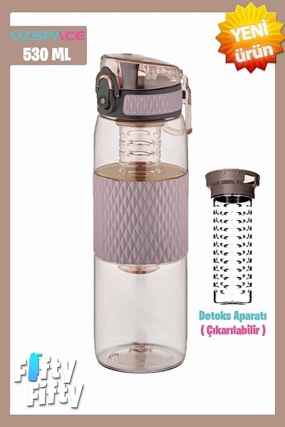 Uzspace 530ml Silicone Body Tritan Water Bottle with Detox Apparatus