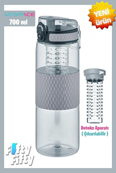 Uzspace 700ml Silicone Body Tritan Water Bottle with Detox Apparatus