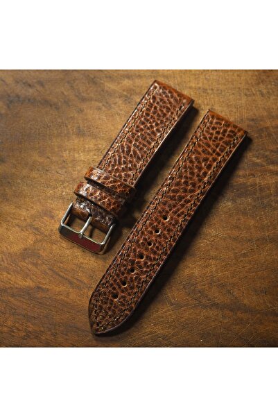 Ventum سلك مصنوع يدويًا من الجلد الطبيعي مخيط بالكامل باللون البني مقاس 19 مم