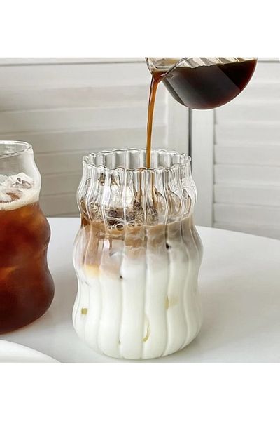 KÜÇÜK EW Heat Resistant Long Twist Shaped Borosilicate Cup| Coffee and Presentation Cup - 1 Piece