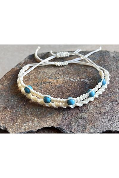 Farah Butik Women's Macrame Weave Turquoise Stone Bracelet Gift Bracelet