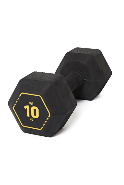 Decathlon 10 кг гумовий шестигранний гантель - чорний - бодібілдинг