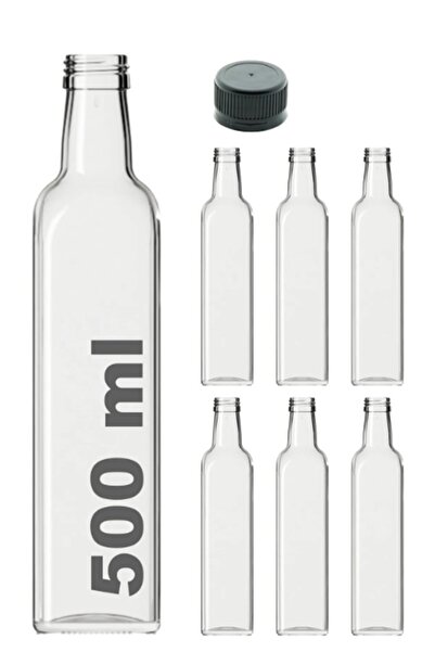 Milea 6 Adet Çok Amaçlı Şeffaf Cam Kare Maraska Şişe 500 ml - Sızdırmaz Kapaklı