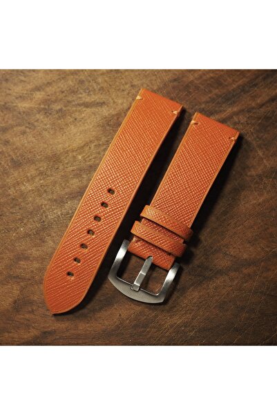 Ventum سلك مصنوع يدويًا من الجلد الطبيعي باللون البرتقالي مقاس 22 مم