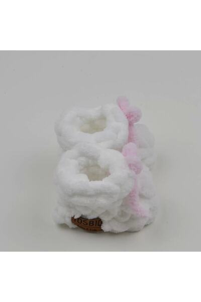 Puffy Patik / Panduf / Hediyelik / Beyaz / 0-6 M / Oeko Tex (ORGANİK) Sertifikalı / Alize El Örgüsü