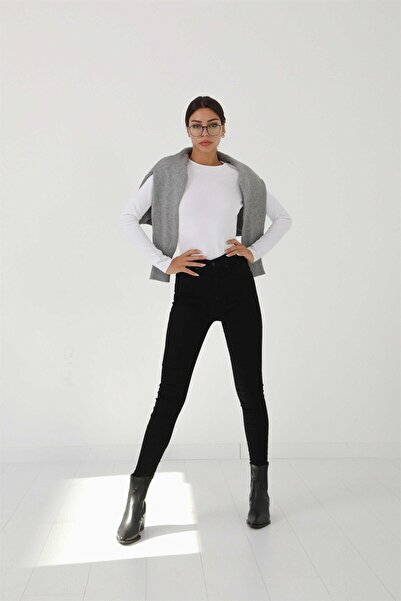 DRC trend Neww ženske crne farmerke Visok struk uske nogavice uski kroj Sa li...