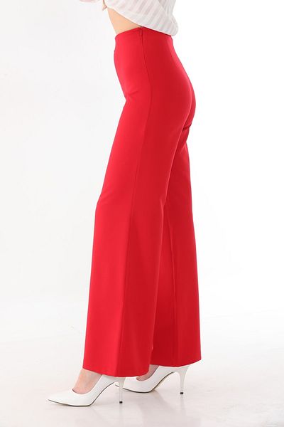 WAPP Women's Red High Waist Flared Trousers