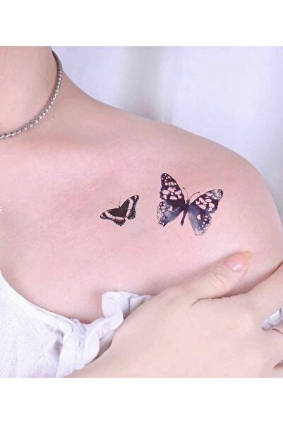 BP Tattoo Safir Kelebek Dövmesi Minimal Kadın Geçici Dövme