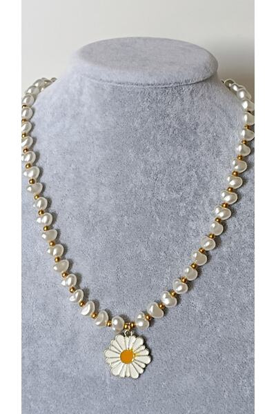 Trend Dünyası Pearl Stone Daisy Detailed Design Necklace