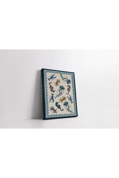 RUGSMODERN Kanvas Tablo Marin Yat Koleksiyonu Deniz Anası Yengeç Renkli 1344