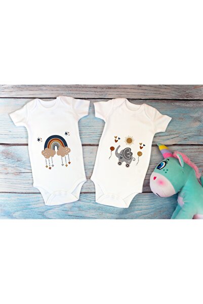 BabyLimon بدلة أطفال بوهو بيبي مزدوجة مرخصة بتصميم خاص باللون الأبيض مكونة من...