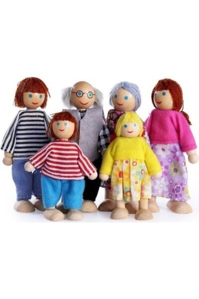 SAMTOYS Ahşap Kukla Aile Seti 6 Kişilik