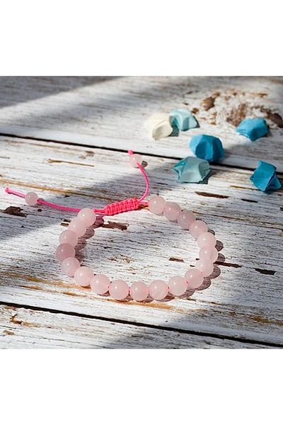 NBS Beautiful Naturel Stones LOVE STONE Pink Quartz Natural Stone Bracelet AA QUALITY