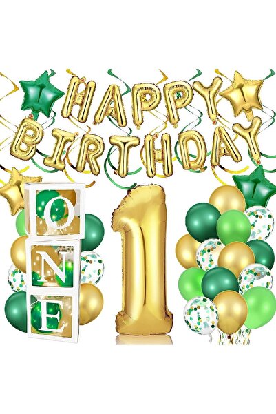 Bkmc Σετ για πάρτι γενεθλίων Little Age Green Gold Concept One Boxed για αγόρ...