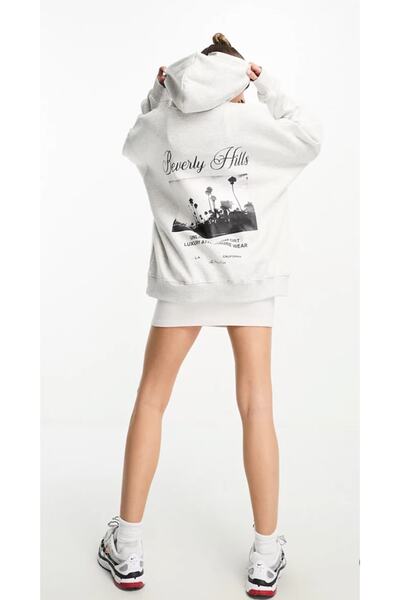 Keywest Дамски суитшърт с качулка и джобове, сив меланж, размер "Плюшени размери", Beverley Hills