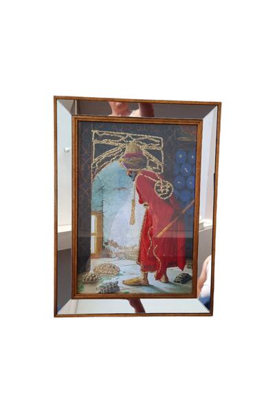 Bahat Camlı Simli Aynalı Kaplumbağa Terbiyecisi Tablo 45*60 cm