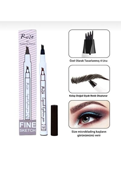 Roesıa Rose Cosmetics Microblading Etkili Ucu Tırtıklı Kalıcı Kaş Kalemi Kahverengi