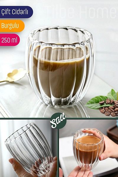 Tilbe Home 2 قطعة الجدار البورسليكات نمط اوريغامي كوب ملتوي الشاي الحليب القهوة كوب المشروبات الساخنة الباردة