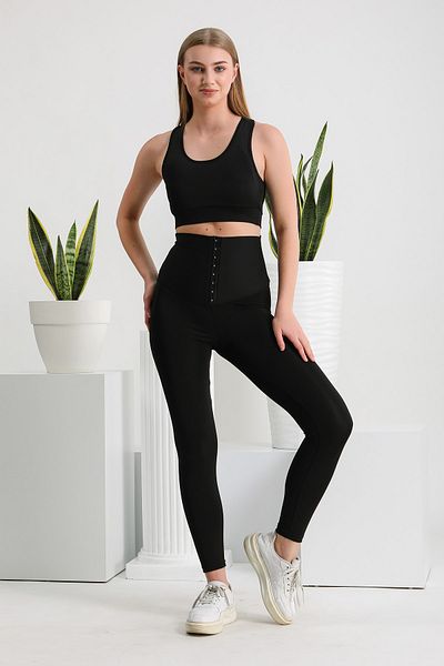 BANEGA Women's High Waist Cuffed Slimming Gathering Corset Leggings