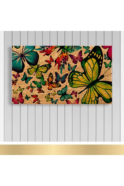 Paspashello , Design Koko Door Mat / PVC Base / Model; Colorful Butterflies