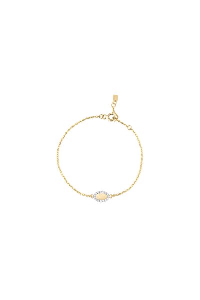 Zirkon Taşlı Grace 14k Altın Kaplama 925 Gümüş Oval Bileklik