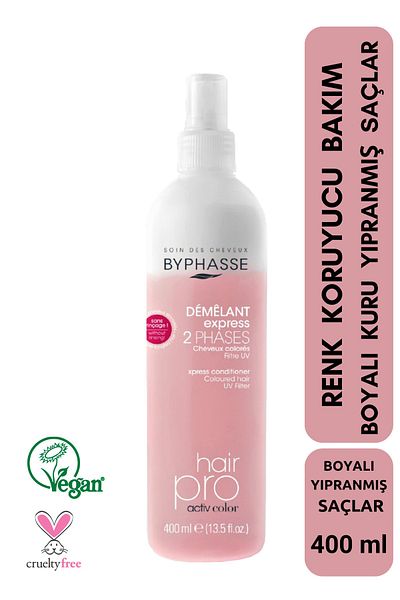 BYPHASSE Dual Phase Color-Dark Vegan Liquid Conditioner Special for Dyed Dry Hair 400ml
