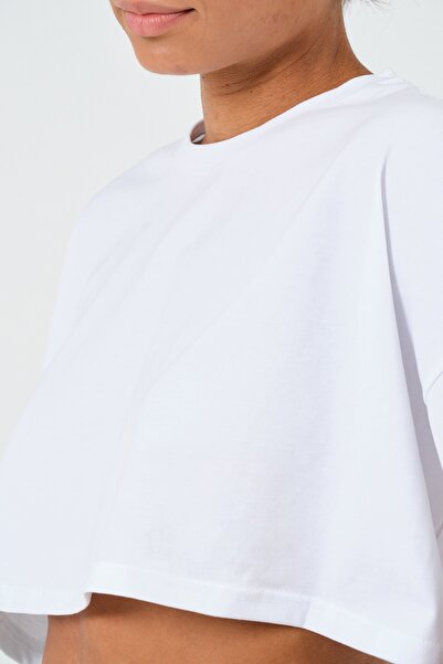 PUNKY CAT Γυναικείο λευκό μπλουζάκι Oversize Crop