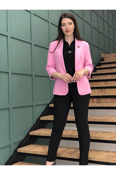 AYHAN Jachetă blazer pentru femei, cu mâneci trei sferturi
