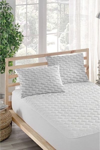 ELY PARKER 3 Piece Elastic Sheet and Pillow Mattress - 100% Cotton Quilted