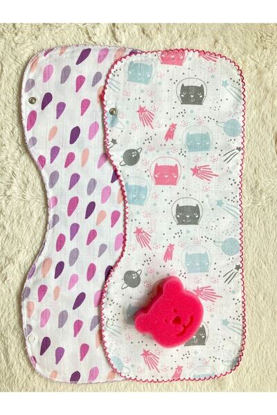 MASALBABY Double Muslin Double Layer Snap Bib/Shoulder Cover & Bath Sponge