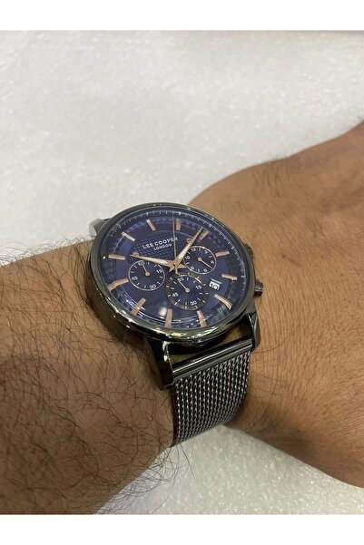 Lee Cooper CHORONO LACİVERT KADRAN SİYAH HASIR KORDON 5 ATM 44 MM ERKEK KOL S...