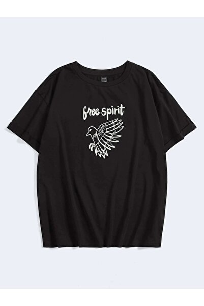 Jose Clothing تي شيرت أسود مطبوع بأكمام قصيرة للجنسين