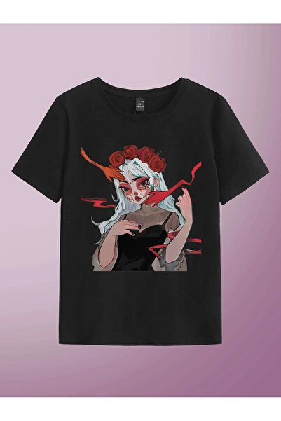 Jose Clothing UNISEKS CRNA MAJICA SA ŠTAMPOM O Oversize kroj KRATA RUKAVA