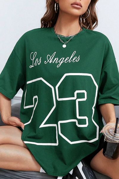 AMMA Μπλουζάκι Unisex Los Angeles 23 Printed Oversize 100% Cotton Boyfriend