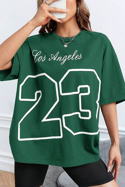 AMMA Μπλουζάκι Unisex Los Angeles 23 Printed Oversize 100% Cotton Boyfriend