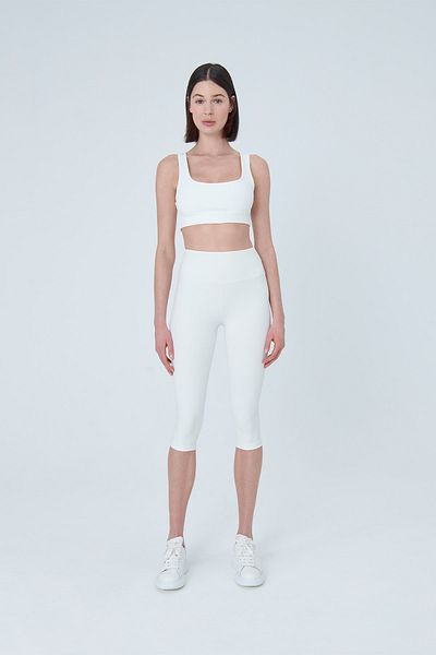 UP&FIT Push Up High Waist Control Capri κολάν Λευκό
